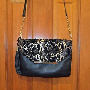 INC leather snakeskin print crossbody bag